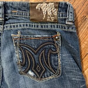 Mek Denim Frisco Bootcut Jeans Womens 31 Blue Distressed Buckle Y2K Boho Western